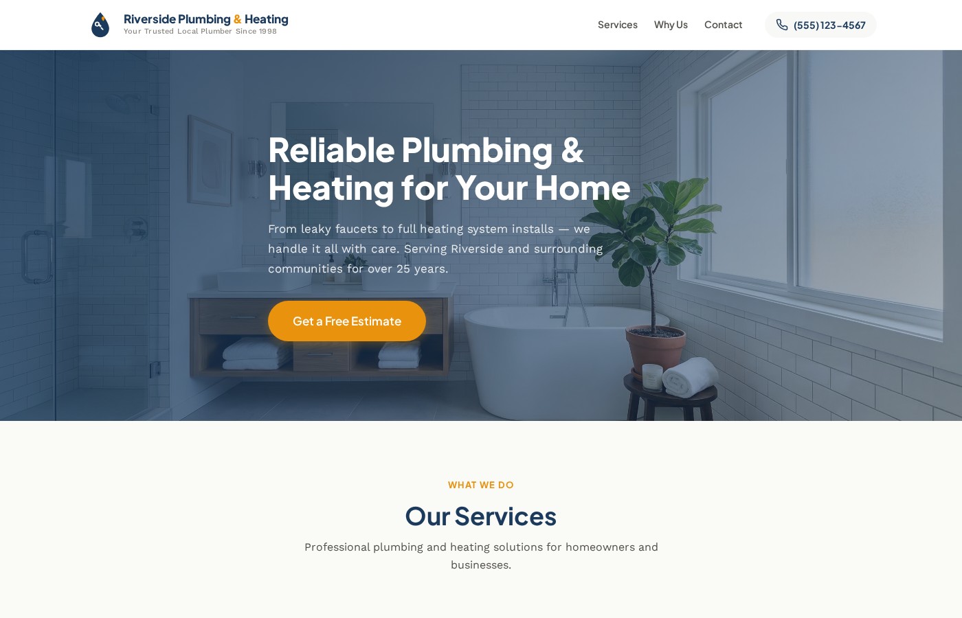 Plumbing and heating website mockup by SiteLift